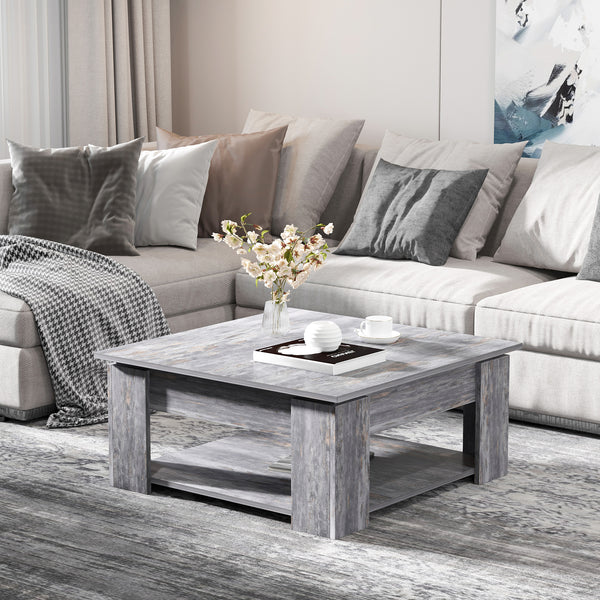 Modern coffee table with storage shelf, gray