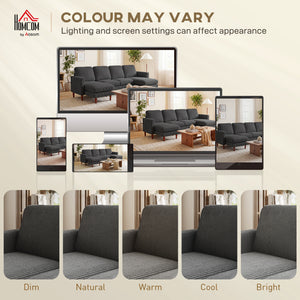 Sectional Sofa, Corduroy U Shaped Couch with Double Chaise and Spring Cushions, 2200lb Capacity, Dark Grey