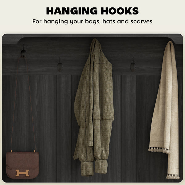 3-in-1 Hallway Unit with Bench, Aged Black