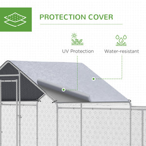 Metal chicken coop with waterproof and anti-UV cover