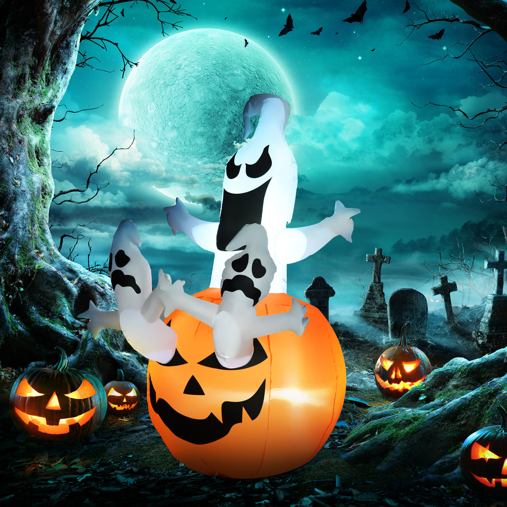 1.8m Tall Inflatable Halloween Lantern with Ghosts, Lantern, Pumpkin and LED Lights