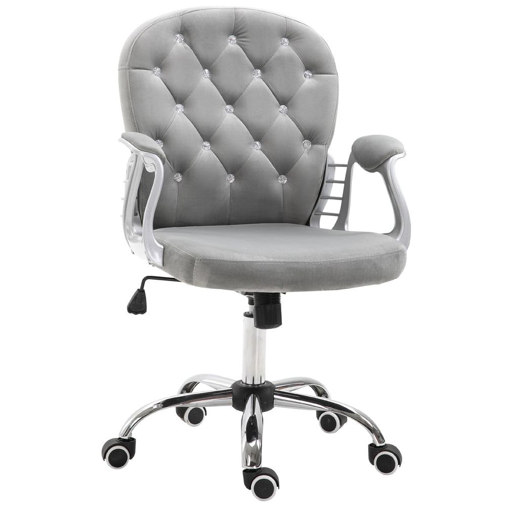 Office chair with padded seat and tufted backrest, grey
