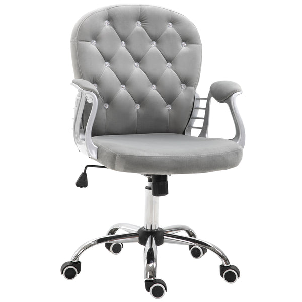 Office chair with padded seat and tufted backrest, grey