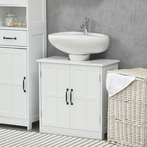 Vanity unit with double doors and adjustable shelf, white
