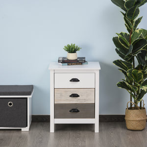 Side table with 3 drawers, white