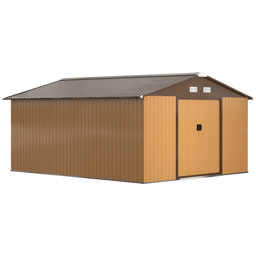 Garden shed with foundation kit and double door