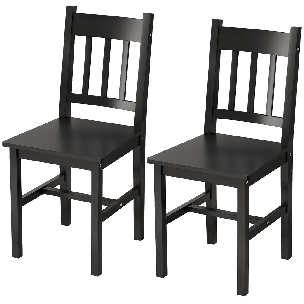 Black pine dining chairs, set of 2
