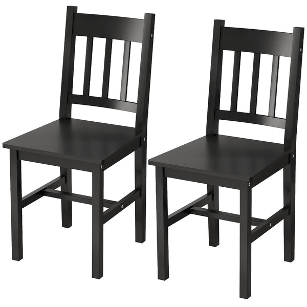 Black pine dining chairs, set of 2