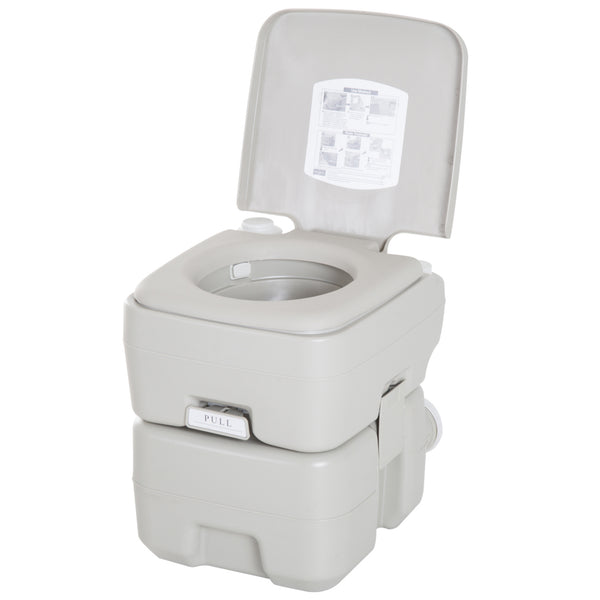 Portable travel toilet, detachable tank with flush, 20 liters