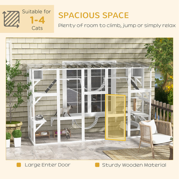 Large enclosure with niches and weatherproof roof, white.