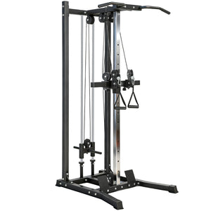 Double pulley system with pull-up bar and 14 adjustable positions