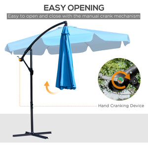 8.7-foot cantilever parasol with cross base, blue