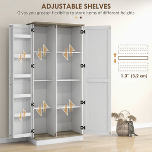 Storage unit with door shelves and adjustable shelves, cream white