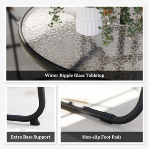 6-Piece Dining Set with Umbrella, Folding Chairs and Glass Table, Grey