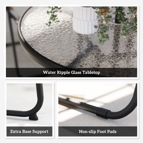 6-Piece Dining Set with Umbrella, Folding Chairs and Glass Table, Grey