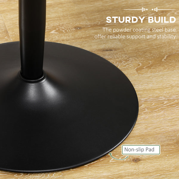 Modern kitchen table for 2, round with steel base, white marble