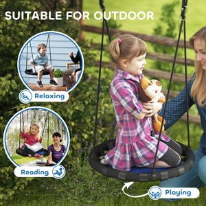 Children's swing with adjustable suspension ropes, blue