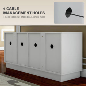 TV stand for TVs up to 55 inches with 4 soft-hinged doors, white