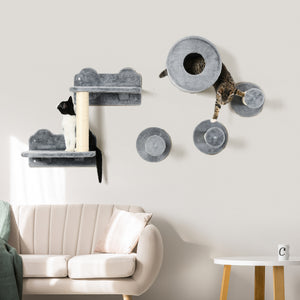 Wall-mounted cat shelf, grey