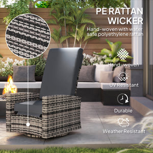 Wicker garden armchair with footrest, grey 
