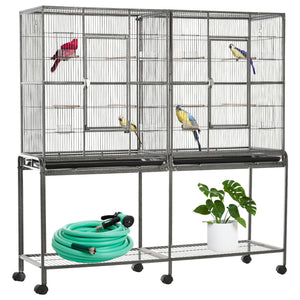 Extra Large 64" Metal Bird Cage with Rolling Stand