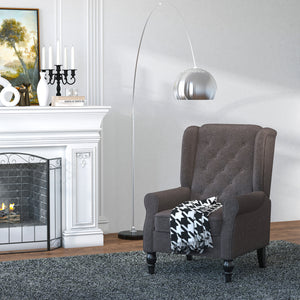 Button-tufted accent chair with wooden legs, brown