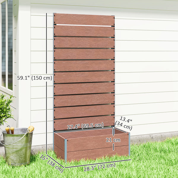 Raised planter with trellis for climbing plants, light brown 