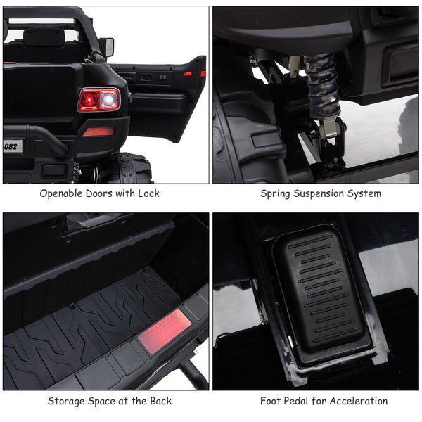 12V 2-seater police truck with parental remote control, black