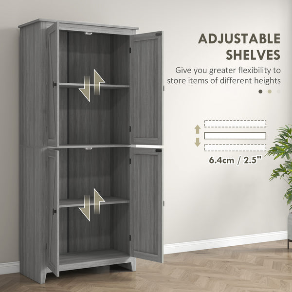 Storage unit with doors and shelves, gray
