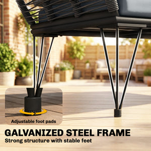 Outdoor sofa with cushions, galvanized steel frame, light gray
