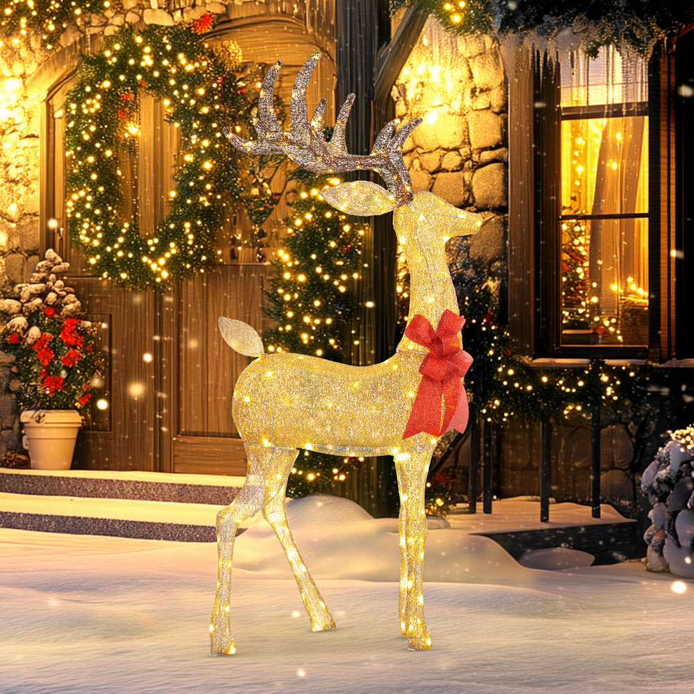 Gold Glowing Reindeer Garden Decoration
