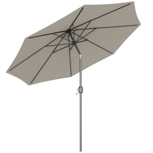 9.7-foot round parasol with crank and tilt, light gray