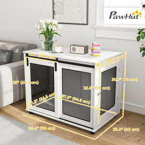 39-inch crate furniture with sliding barn door, white