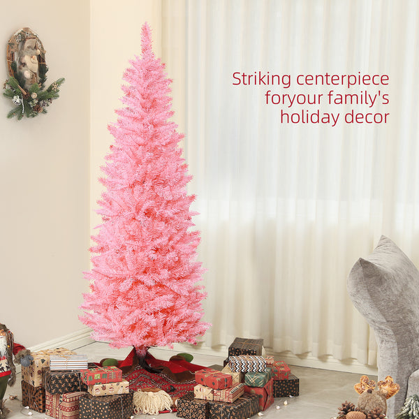 6ft Tall Artificial Christmas Tree with 479 Branches and Pink Steel Base
