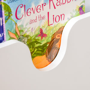 Wooden toy box with lid and safety hinge, white