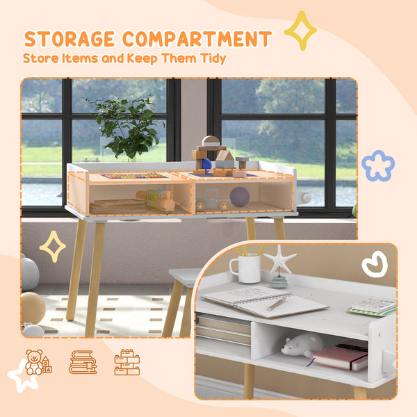 3-in-1 table and chair set for playing, drawing, reading, blue