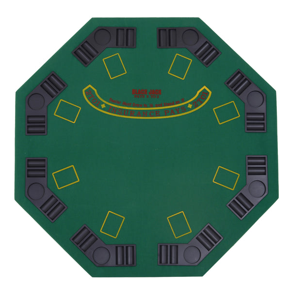 8-Player Folding Poker Table with Cup Holders, Green