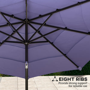 10.7-foot parasol with crank, push-button tilt, and vents, purple