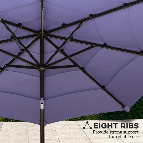 10.7-foot parasol with crank, push-button tilt, and vents, purple