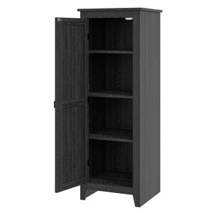 Storage cabinet with barn door and adjustable shelves, black