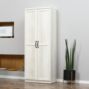 5-Tier Pantry with Adjustable Doors and Shelves, Distressed White