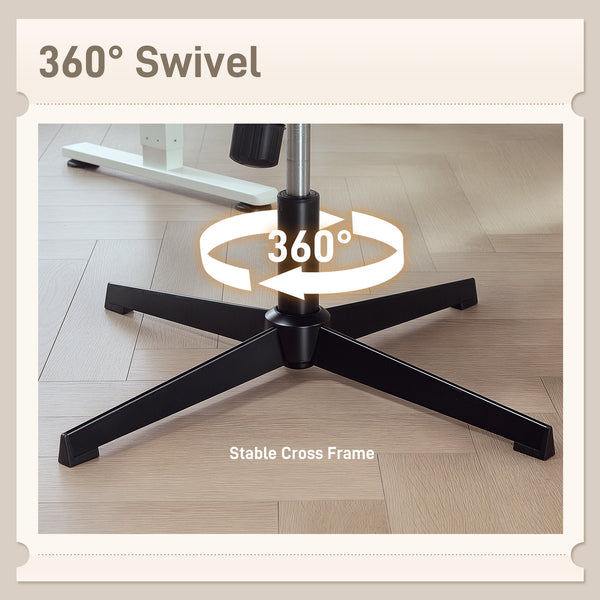 Office chair with cross back, without casters, cream white