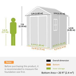 Plastic garden shed with floor, window, lockable doors and ventilation