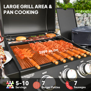 3-burner gas barbecue with side burner