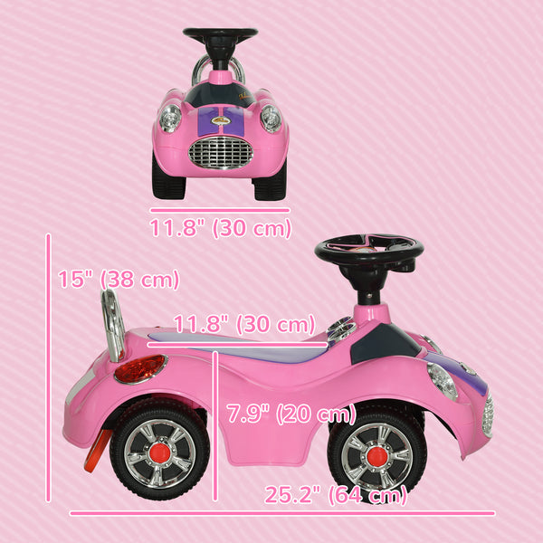 Toddler Push Car with Music, Horn and Light, Pink