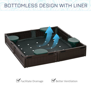 Sandpit with canopy and fabric cover, brown