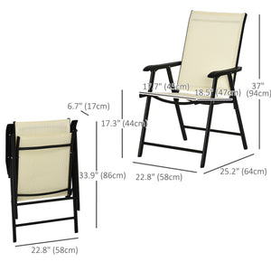 Set of 2 folding garden chairs with Textline upholstery and steel frame 