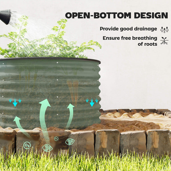 Set of 2 raised garden beds with safety edging, green