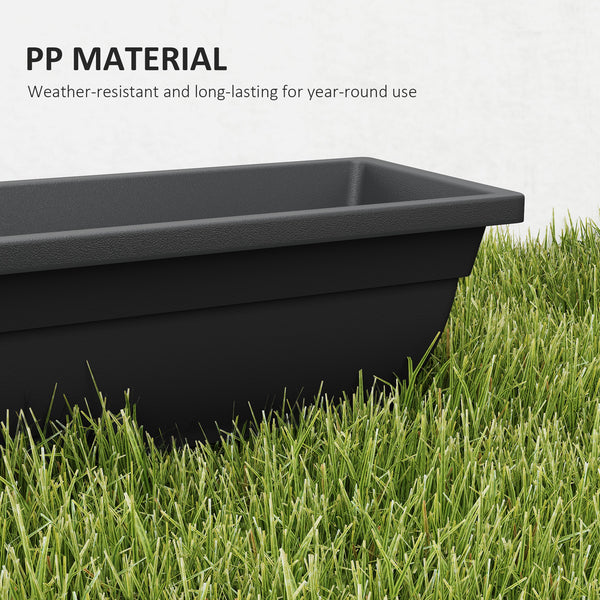 Set of 5 elongated rectangular flower pots, black
