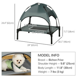 Elevated cooling bed with canopy, gray